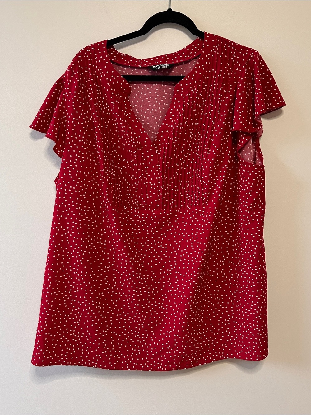 2 for $14 Bloomchic Red Polka Dot Flutter Sleeve V-Neck Top Size 18-20 Canada